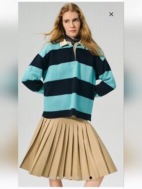 NWT J.Crew Women's Heritage Terry Relax Striped Rugby Sweatshirt Sz M $118